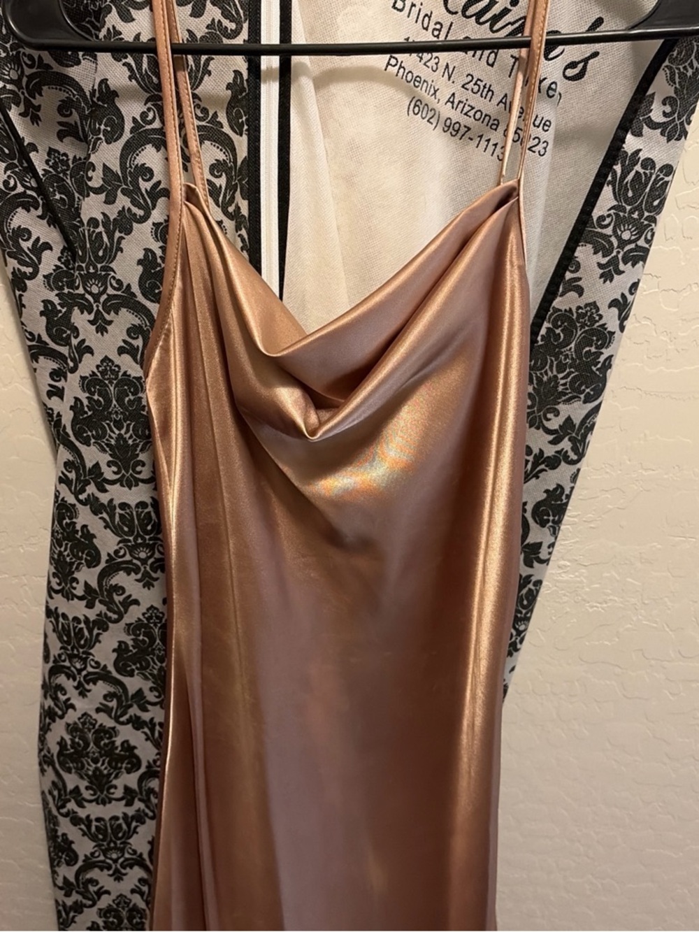 Satin Cowl Slip Dress in Champagne Gold